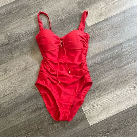 Bleu Rod Beattie Swimsuit One Piece Red Tie Front 6 - Picture 2 of 11